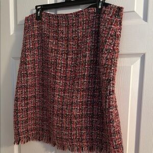 Talbots EUC Size 12 Pink Charcoal Gary and cream tweed pencil skirt